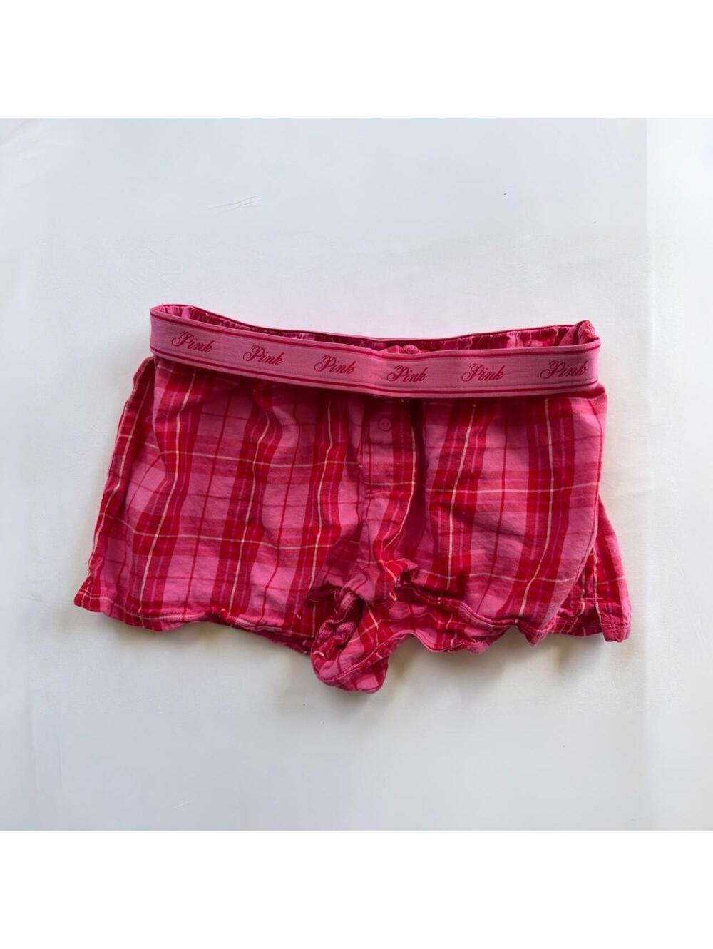 Victoria's Secret PINK red and pink plaid boxer shorts